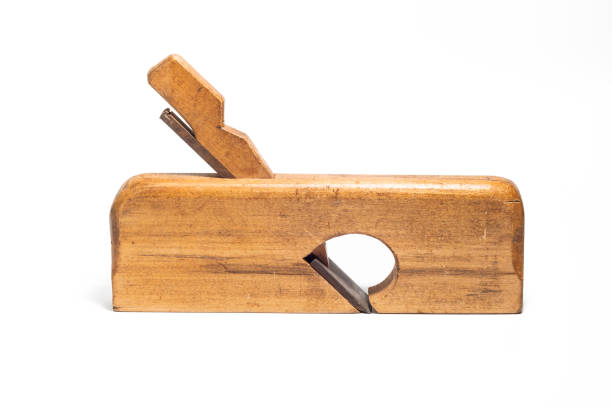 istock Old wooden jointer isolated on a white background 1330759793