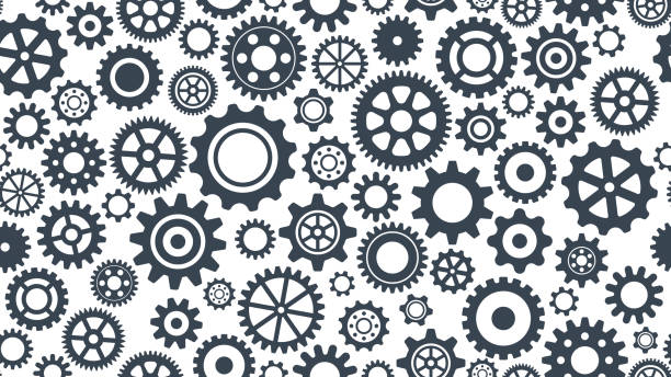 Gear Set Seamless Pattern - Vector Collection of Gears. Gear Set Seamless Pattern - Vector Collection of Gears. gear mechanism stock illustrations