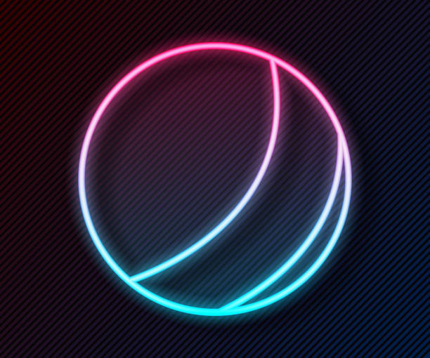 istock Glowing neon line Beach ball icon isolated on black background. Children toy. Vector 1330763758