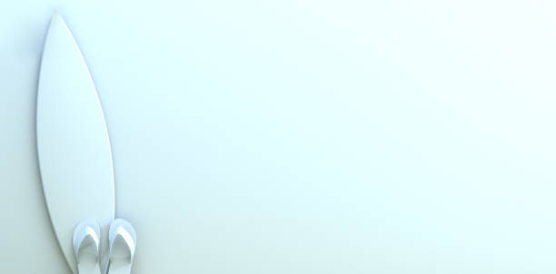 istock Summer concept. Surfboard and flip flops. 3D rendering. Banner. 1330764630