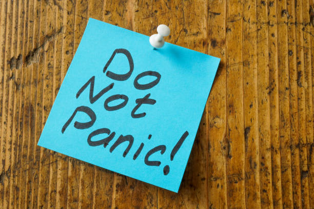 istock Do not panic memo on the sticker. 1330765912