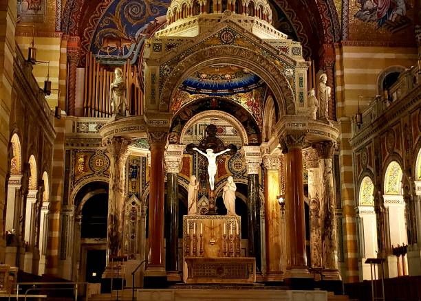 Interior view of Notre Dame Basilica in Montreal, Quebec, Canada