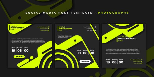 Set of social media template. Social media post template with simple camera design Set of social media template. Social media post template with simple camera design. good template for social media advertising design. championship photos stock illustrations
