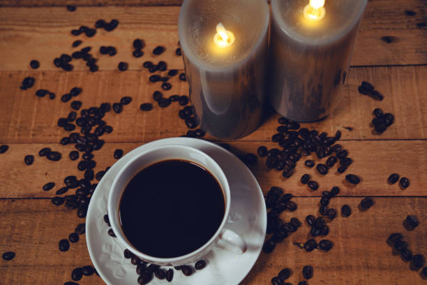 istock Black coffee and gray candles 1330768590