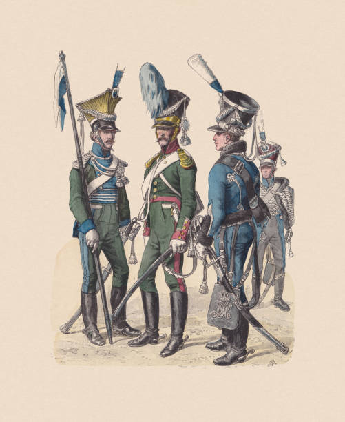 istock 19th century, 1st third, Bavarian military, hand-colored woodcut, published c.1880 1330771255