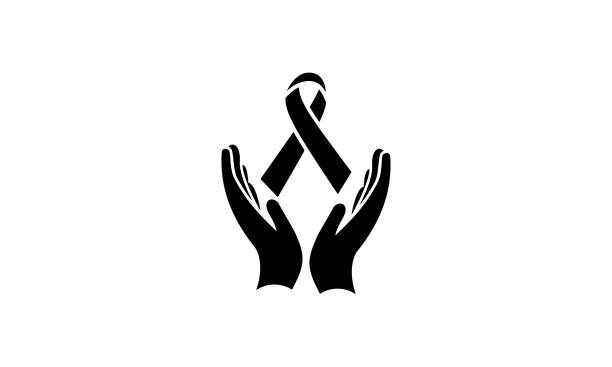икона всемирного дня борьбы со спидом, руки и переносчик канковой ленты - рак груди понимание ленты stock illustrations