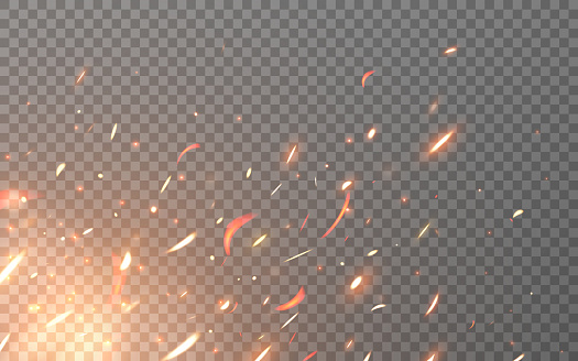Fire/flying Effect Fire Sparks Flying Particles On Transparent Backdrop Realistic Flame ...
