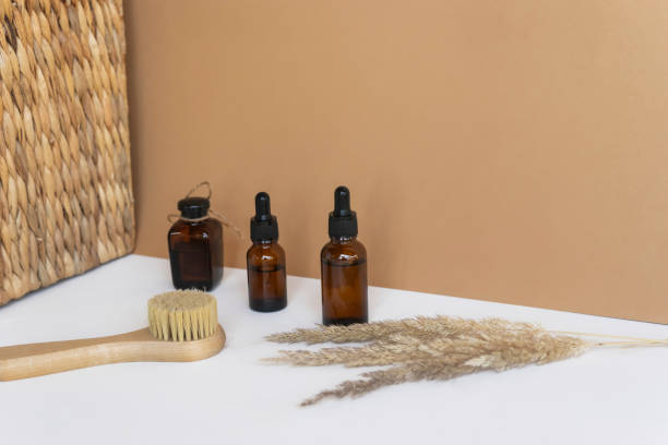 istock Natural essential oils, serum in dropper bottles. Natural unbranded cosmetics 1330782783