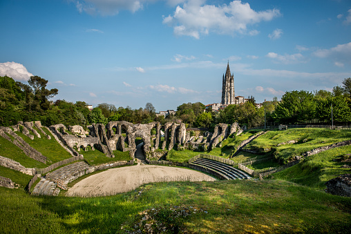 Amphitheater Grown Over With Grass In Saintes Poitou-Charentes, France