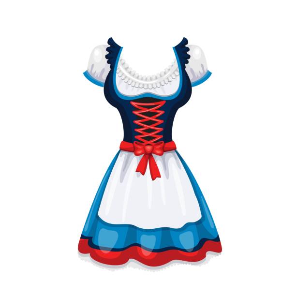 ilustrações de stock, clip art, desenhos animados e ícones de dirndl, dress, folk female costume - dirndl traditional clothing austria traditional culture