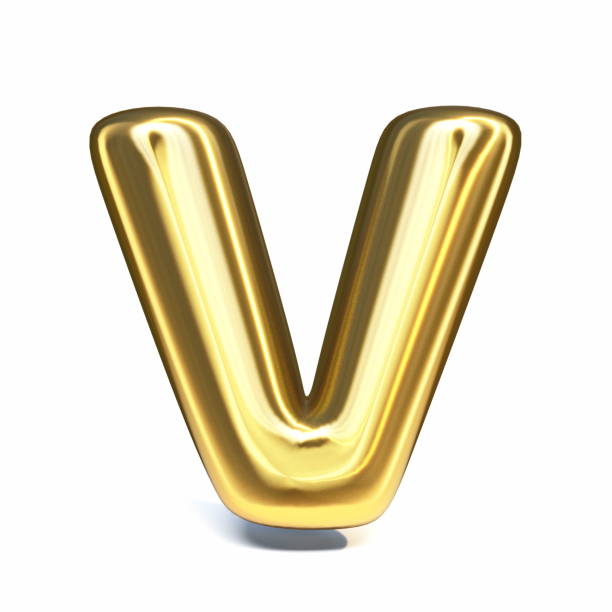 istock Golden font Letter V 3D 1330791435