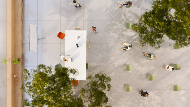 istock Overhead view of outdoor conference 1330792225