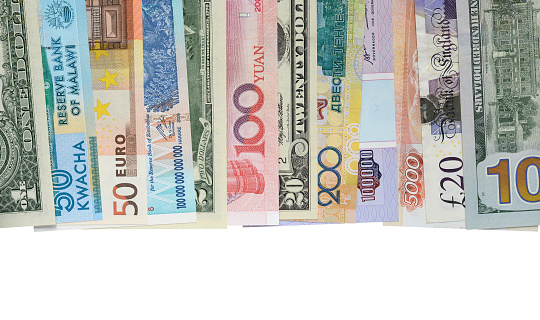 Euro banknotes isolated on white background