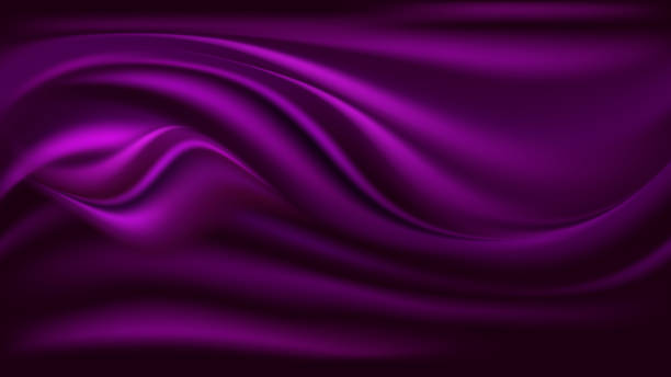 ilustrações, clipart, desenhos animados e ícones de fundo ondulado de cetim roxo. textura de tecido de seda, ondas e cortinas de redemoinho. padrão abstrato, ilustração vetorial - backgrounds purple abstract softness