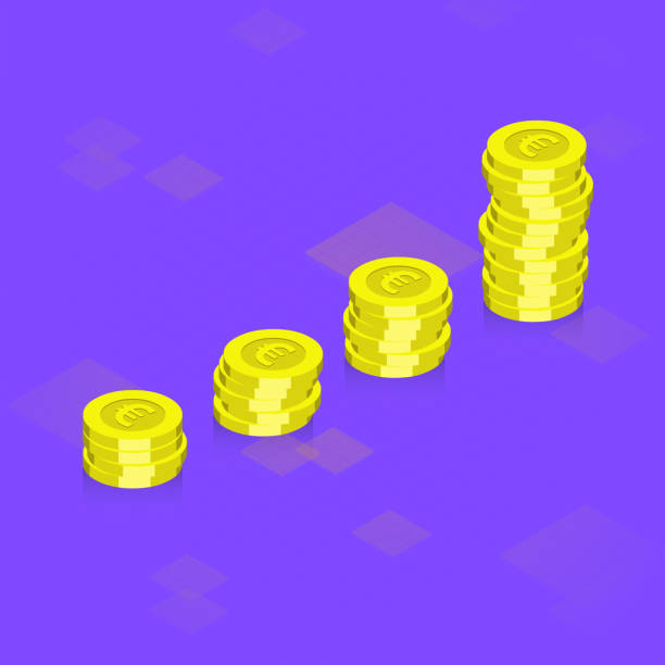 istock Isometric Euro Coin Money Stack Icons - EU Currency Bar Graph 1330796159