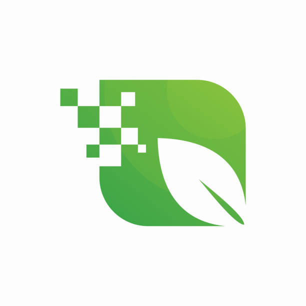 Digital Leaf Logo Template Design Digital Leaf Logo Template Design sustainability corporate stock illustrations