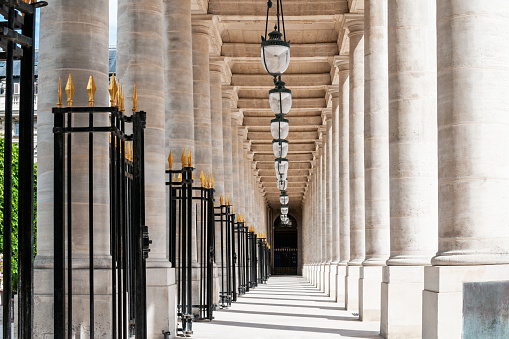 Colonnade in Palais Royal, Paris (near Columns of Buren, Council of State and Constitutional Council)