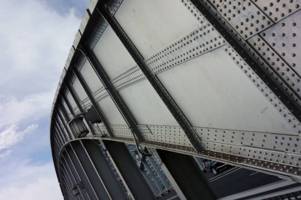 istock Depiction from the side of an iron bridge, a heavy building pattern 1330814145