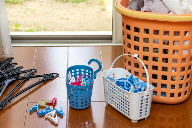 istock Getting ready to dry the laundry outside 1330814781