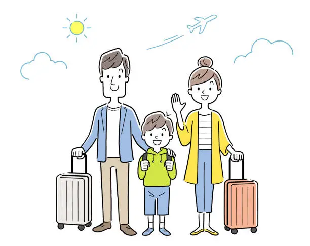 Vector illustration of Vector Illustration Material: Traveling Family of 3