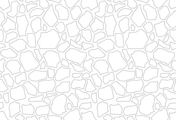 Vector illustration of Paving stone coating for fillings. Terrazzo flooring vector white seamless pattern. Trencadis texture with white stone chips. Wall or track tiles, walkway natural stone.