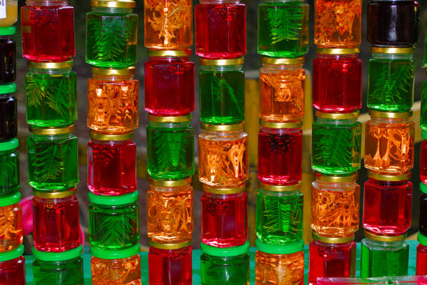 Honey jar, street sale, Caucasus, in a row, honey, Georgia - Country, street, market, jar,