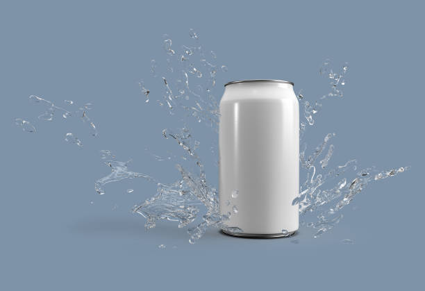 istock 3d rendering image of white can and water splash 1330832713