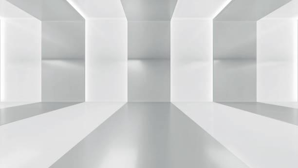 istock Abstract empty corridor with light. Futuristic white space interior design. 3d illustration 1330833816