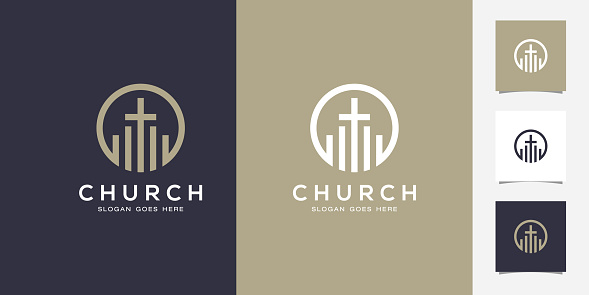 Line art church / christian   design Premium Vector