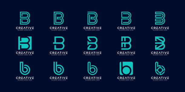 illustrations, cliparts, dessins animés et icônes de ensemble de modèle de conception vectorielle abstraite initiale de lettre b. icône de concept typographique créatif - letter b illustrations