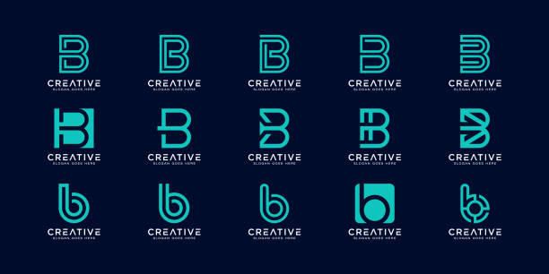 illustrazioni stock, clip art, cartoni animati e icone di tendenza di set di iniziale lettera b abstract vector design template. icona del concetto tipografico creativo - letter b