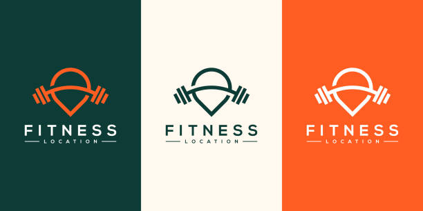 фитнес расположение логотип векторный дизайн - gym stock illustrations