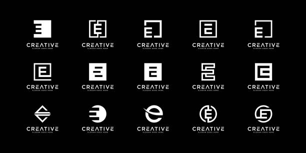 Set of initial letter E   design template. icons for business of luxury, elegant, simple Set of initial letter E   design template. icons for business of luxury, elegant, simple letter e stock illustrations