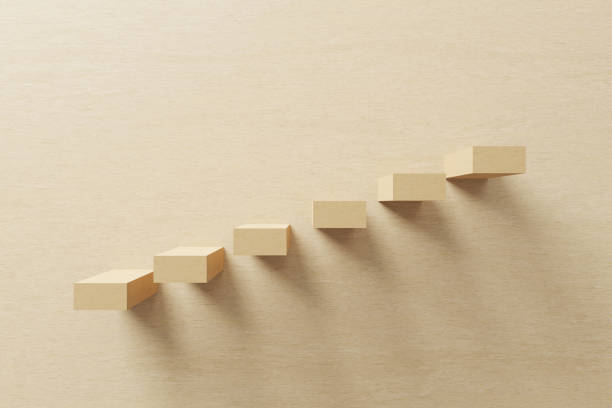istock Growth or increase design concept. Cube block staircase moving step growing up to target. Success achievement or goal business motivation. 3d illustration 1330837929