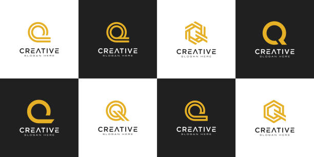 set of initial letter Q logo design vector set of initial letter Q logo design vector letter q stock illustrations