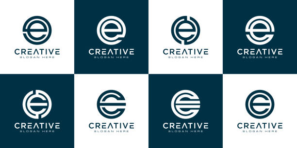 satz des anfangsbuchstabens e-logo-designvorlage. icons für business von luxus, elegant, einfach - buchstabe e stock-grafiken, -clipart, -cartoons und -symbole
