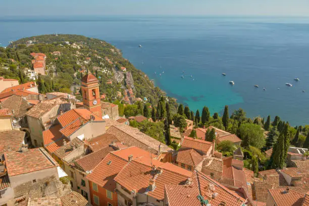 Village of Roquebrune-Cap-Martin on the Mediterranean coast near Monaco.