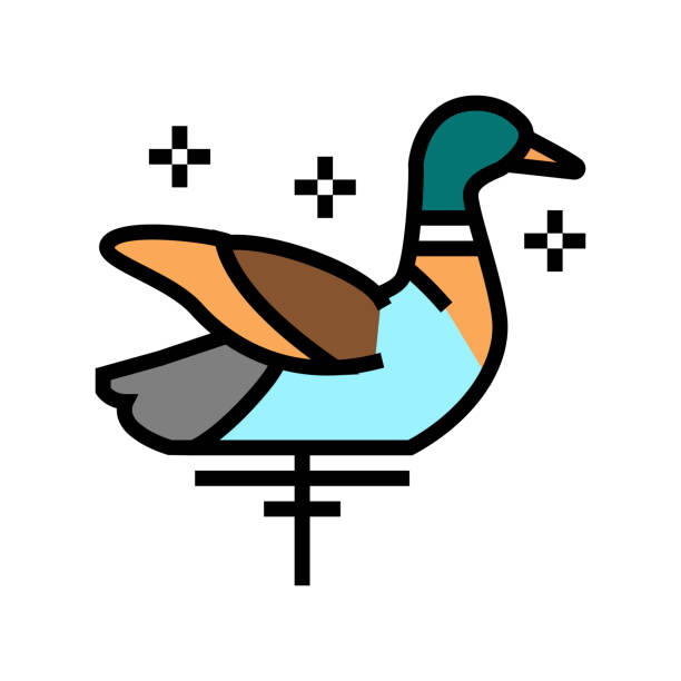 illustrations, cliparts, dessins animés et icônes de leurre remuillé pour l’illustration vectorielle de l’icône de couleur de canard - decoy
