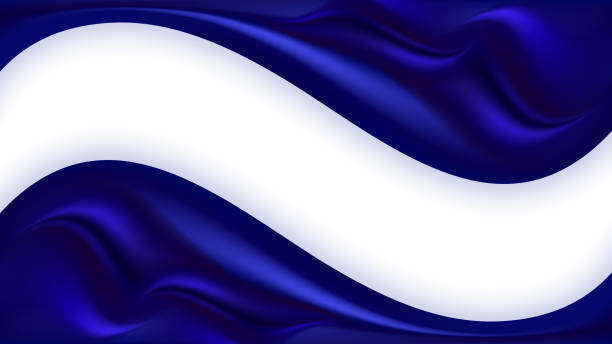 Blue silk wavy background. Smooth satin texture, deep blue color flow wave. Border for poster or banner. Vector illustration Blue silk wavy swirl background. Smooth satin texture, deep blue color flow wave. Border for poster or banner. Vector illustration royal blue curtains stock illustrations