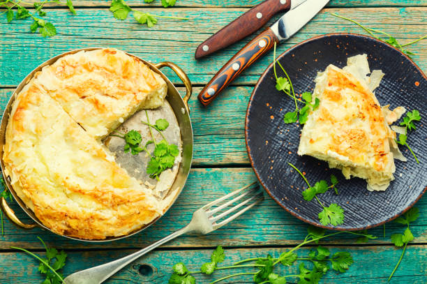 istock Homemade pie with cheese and cottage cheese 1330845061