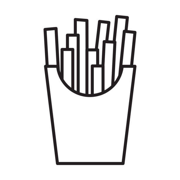 fast food french fries line icon vector for graphic design, logo, web site, social media, mobile app, illustration fast food french fries line icon vector for graphic design, logo, web site, social media, mobile app, illustration fast food - take out food white background isolated on white american cuisine stock illustrations