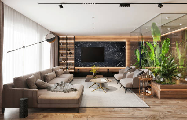 istock Luxury apartment living room interior 1330856166