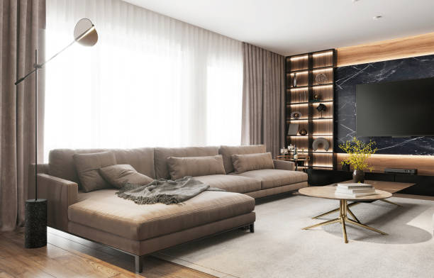 istock Luxury apartment living room interior 1330856184