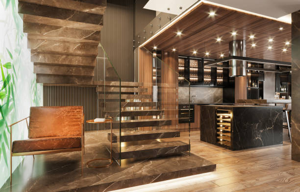 Luxury apartment anteroom staircase
