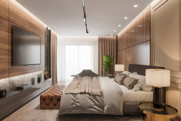 istock Luxury apartment bedroom interior 1330856219