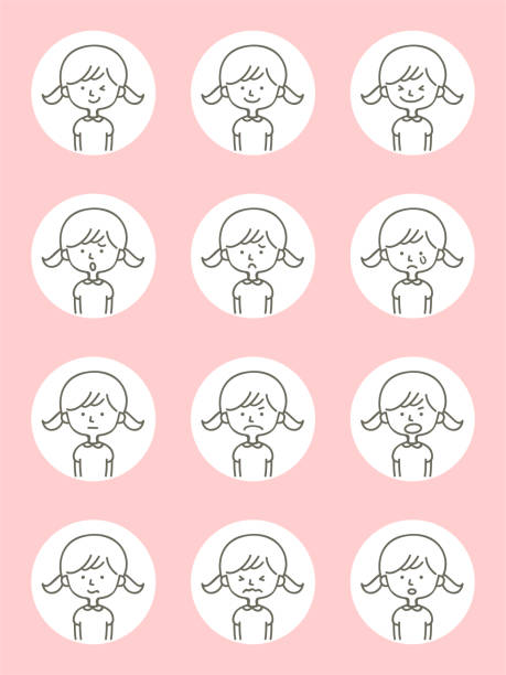 Cute avatar icons (Facial expression, Emoticon) of girls in thin-line style Emoticons characters vector art illustration.
Cute avatar icons (Facial expression, Emoticon) of girls in thin-line style. black and white anime girl stock illustrations
