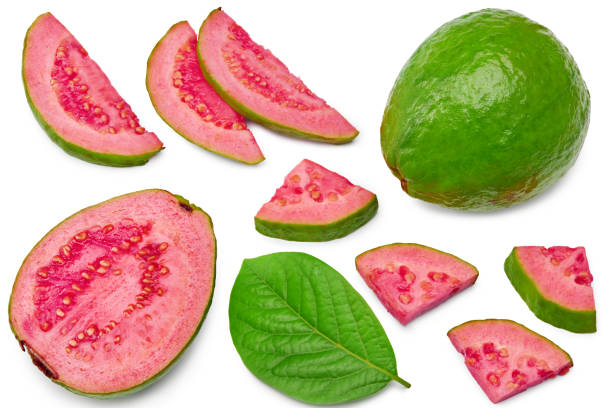 istock guava with slice isolated on white background. clipping path. top view 1330859112