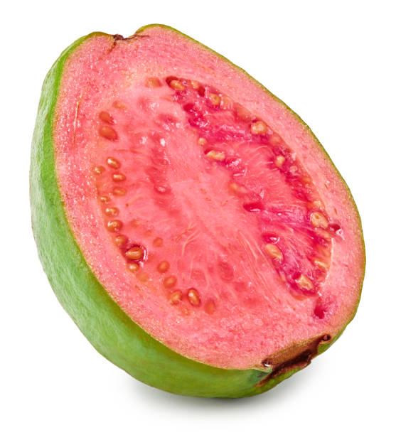 istock sliced guava isolated on white background. clipping path 1330859157