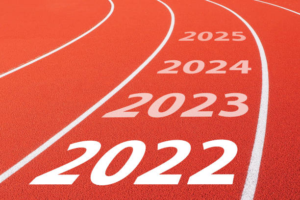 istock Red running track with new year 2022 concept 1330863494