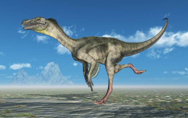 istock Dinosaur Ornitholestes in a landscape 1330863781